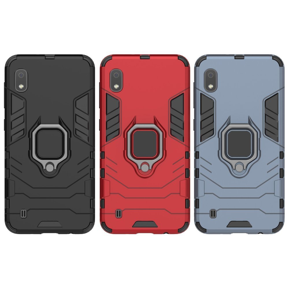 Ring Armor Case Kickstand Capa resistente e resistente para Samsung Galaxy A10 vermelho