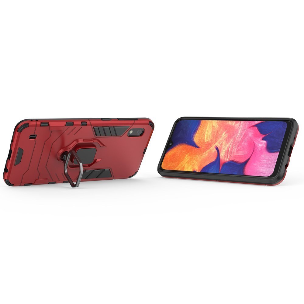 Ring Armor Case Kickstand Capa resistente e resistente para Samsung Galaxy A10 vermelho