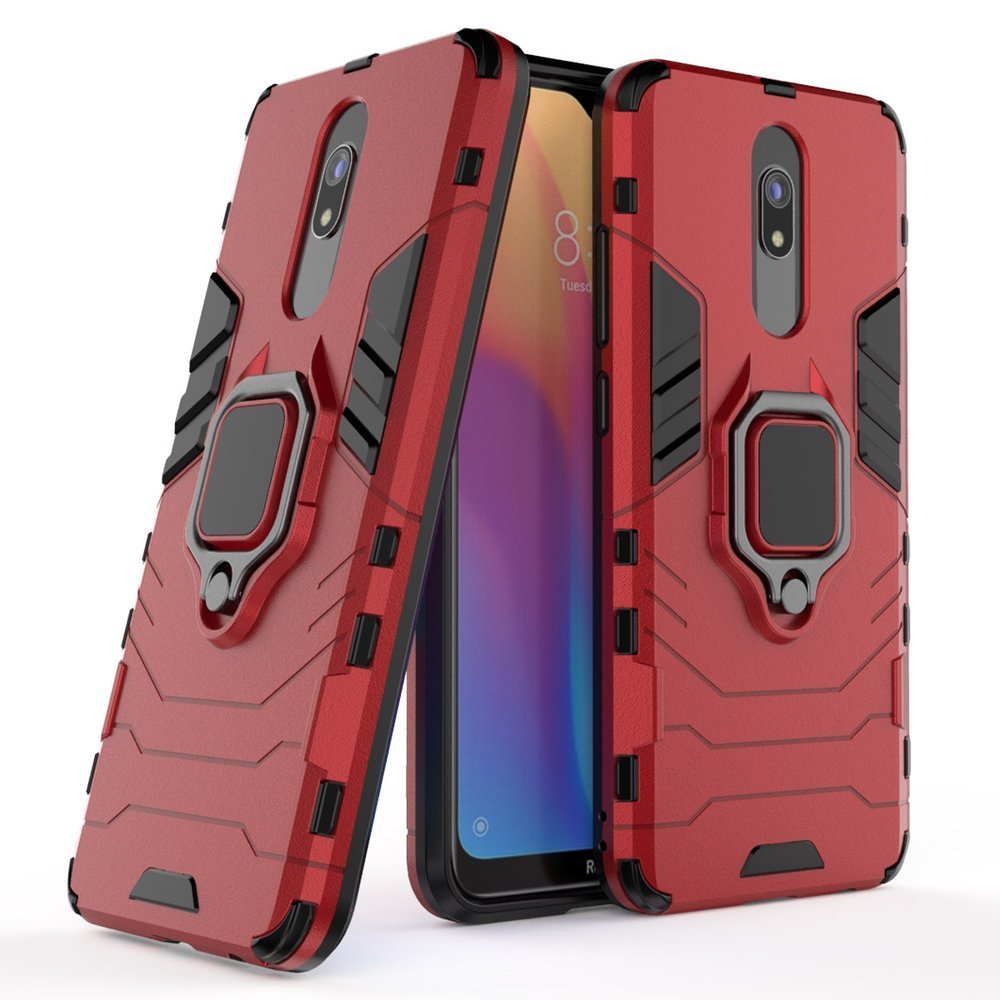 Estojo de armadura de anel Capa resistente e resistente para Xiaomi Redmi 8A  -  Xiaomi Redmi 8 vermelho