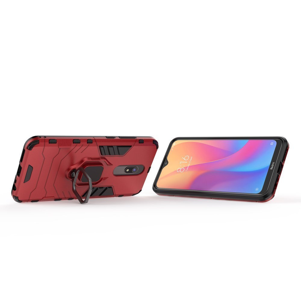 Estojo de armadura de anel Capa resistente e resistente para Xiaomi Redmi 8A  -  Xiaomi Redmi 8 vermelho