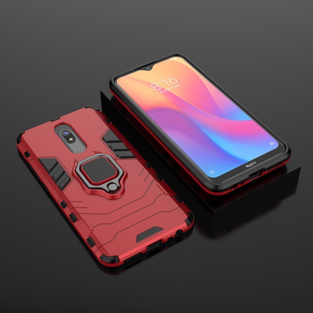 Estojo de armadura de anel Capa resistente e resistente para Xiaomi Redmi 8A  -  Xiaomi Redmi 8 vermelho