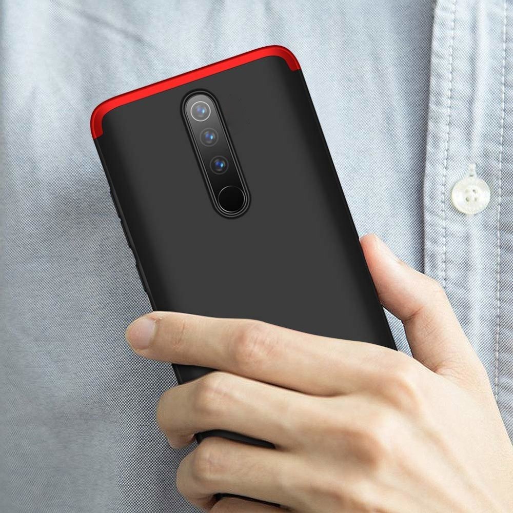 Capa de proteção GKK 360 frontal e traseira capa completa do corpo Xiaomi Redmi 8 preto-vermelho