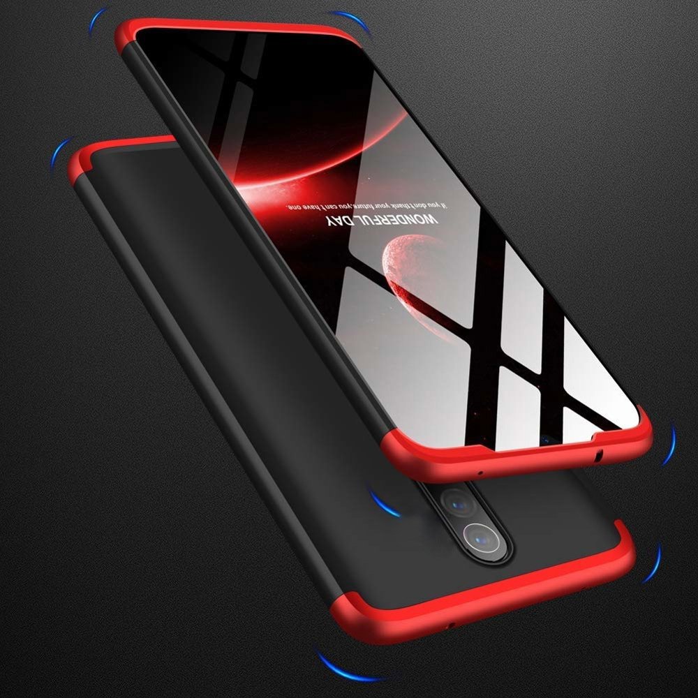 Capa de proteção GKK 360 frontal e traseira capa completa do corpo Xiaomi Redmi 8 preto-vermelho