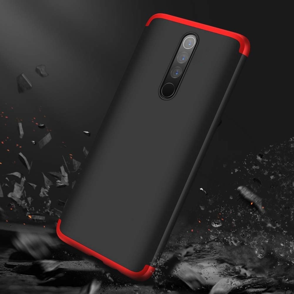 Capa de proteção GKK 360 frontal e traseira capa completa do corpo Xiaomi Redmi 8 preto-vermelho