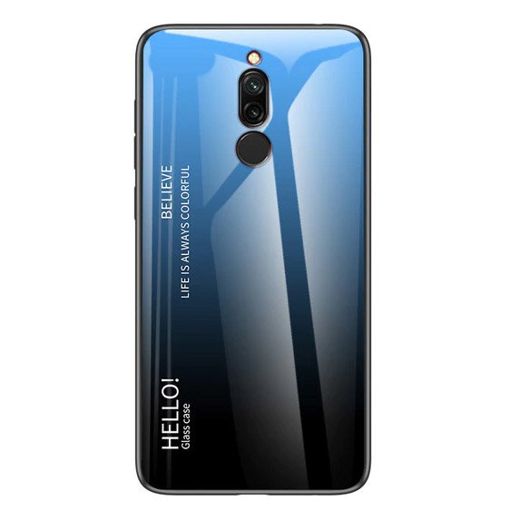 Tampa durável de vidro gradiente com parte traseira de vidro temperado Xiaomi Redmi 8 preto-azul