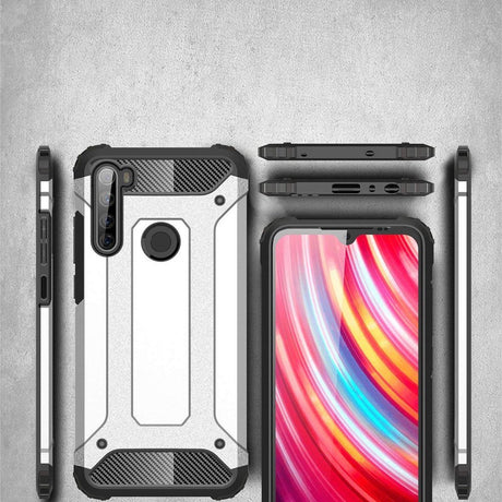 Capa de armadura híbrida resistente e resistente para Xiaomi Redmi Note 8T preta