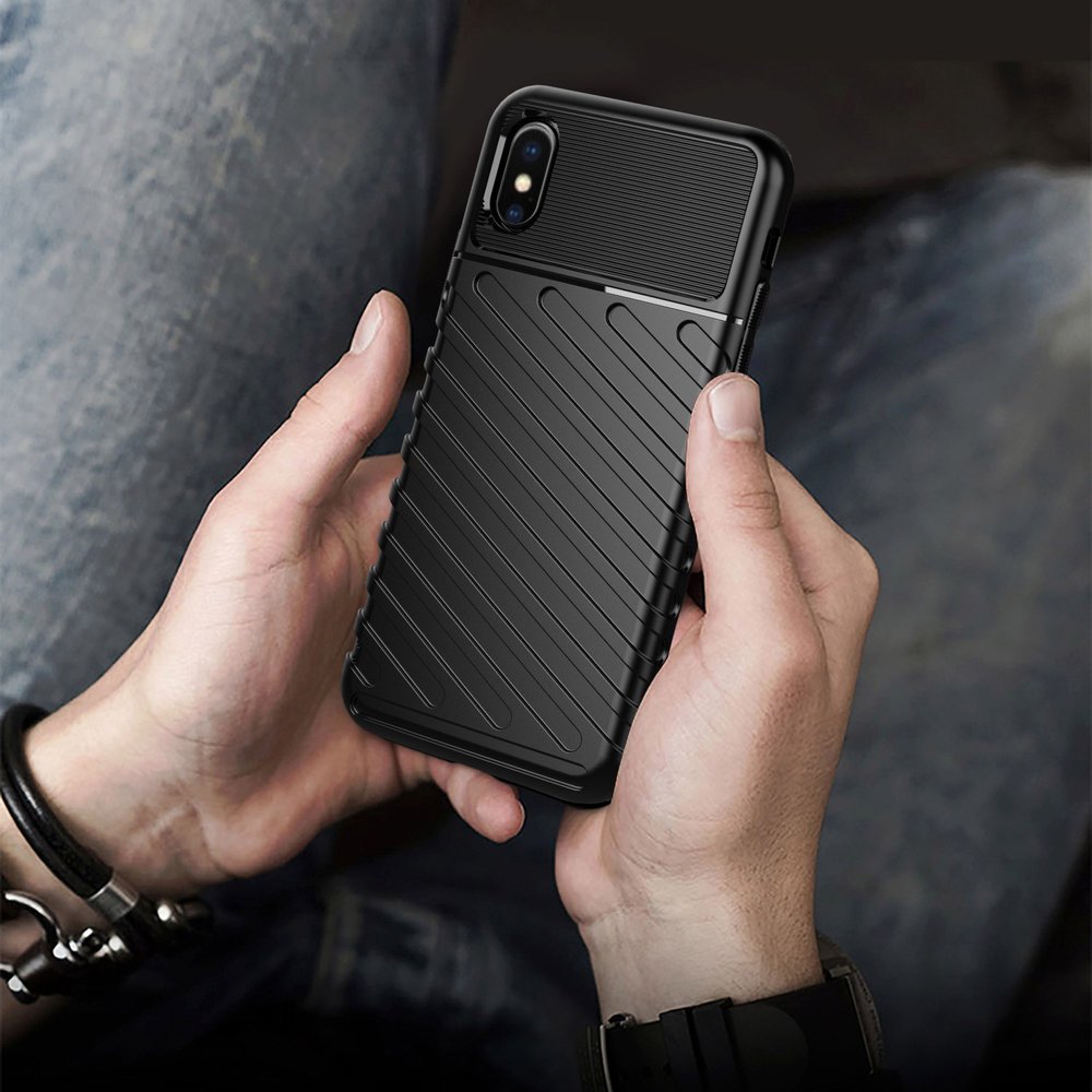 Capa Thunder capa flexível resistente resistente em TPU para iPhone XS  -  iPhone X preta