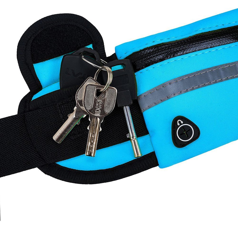 Ultimate Running Belt com porta-garrafa e saída de fone de ouvido azul