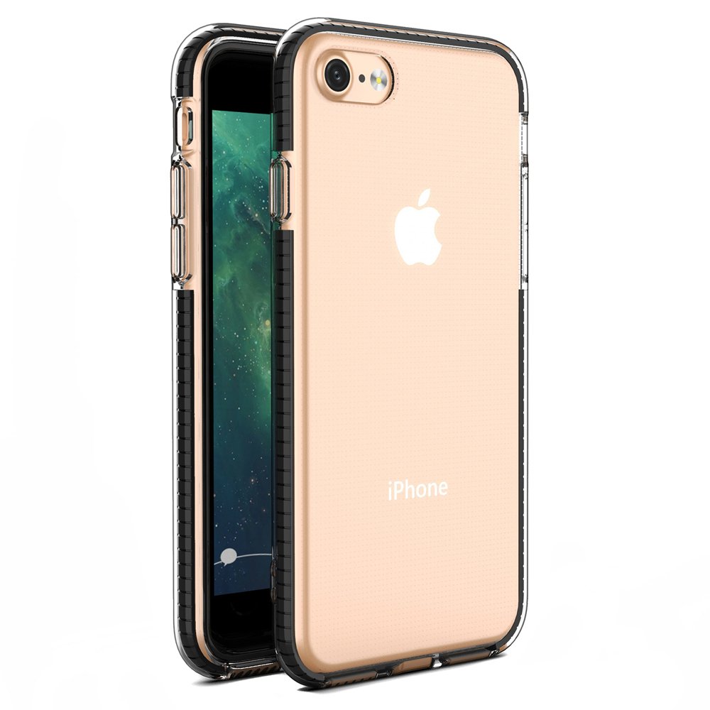 Capa protetora de gel TPU transparente com moldura colorida para iPhone SE 2020  -  iPhone 8  -  iPhone 7 preto