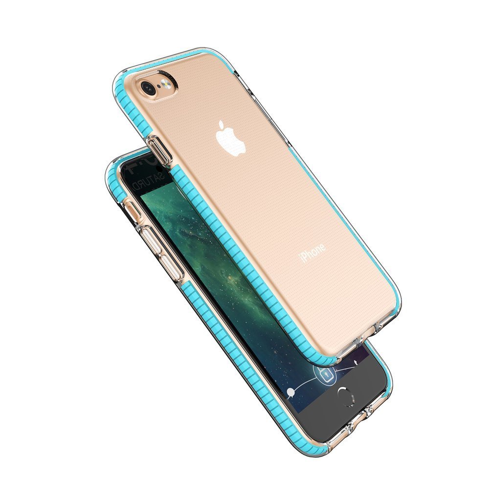 Capa protetora de gel TPU transparente com moldura colorida para iPhone SE 2020  -  iPhone 8  -  iPhone 7 preto