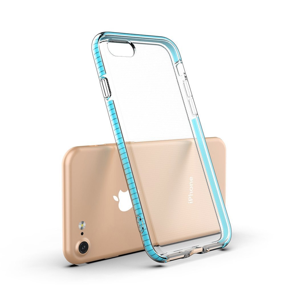 Capa protetora de gel TPU transparente com moldura colorida para iPhone SE 2020  -  iPhone 8  -  iPhone 7 preto