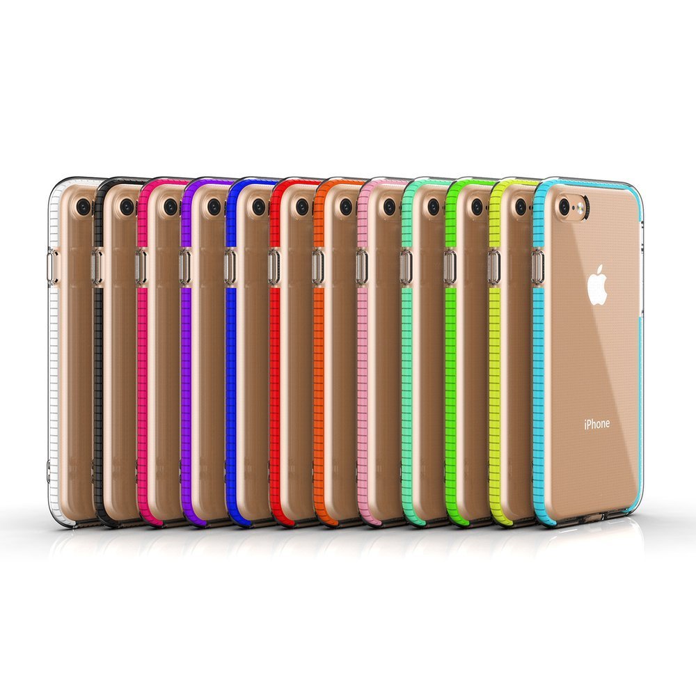 Capa protetora de gel TPU transparente com moldura colorida para iPhone SE 2020  -  iPhone 8  -  iPhone 7 preto