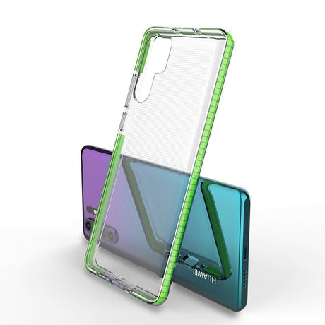 Capa protetora de gel de TPU transparente com moldura colorida para Huawei P30 Pro azul claro