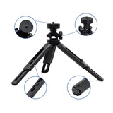 Mini tripé com suporte de telefone para câmera selfie stick suporte GoPro preto