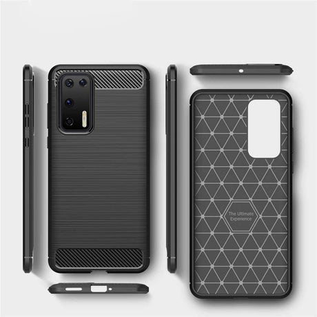 Capa carbono Capa flexível de TPU para Huawei P40 Pro preta