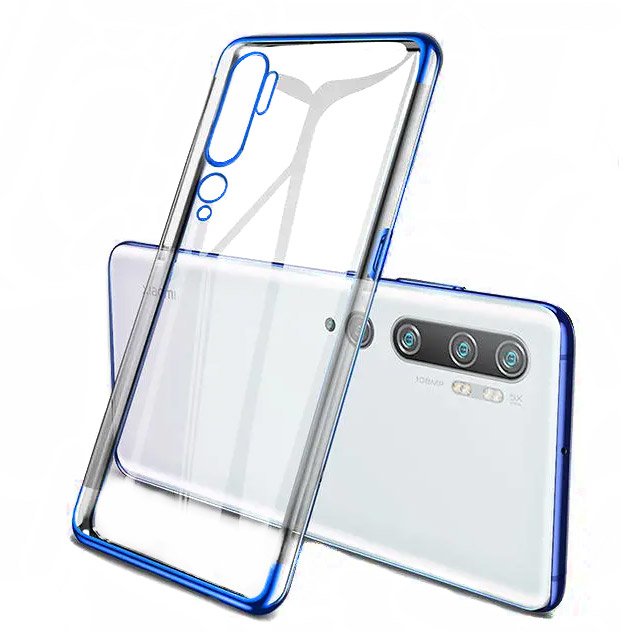 Transparente caixa de gel TPU moldura de galvanoplastia para Xiaomi Mi Note 10  -  Mi Note 10 Pro  -  Mi CC9 Pro azul