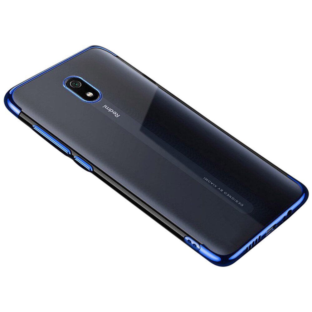 Transparente estojo de gel TPU moldura de galvanoplastia para Xiaomi Redmi 8A azul