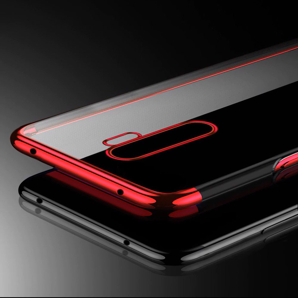 Transparente estojo de gel TPU capa de estrutura de galvanoplastia para Xiaomi Redmi Note 8 Pro preto