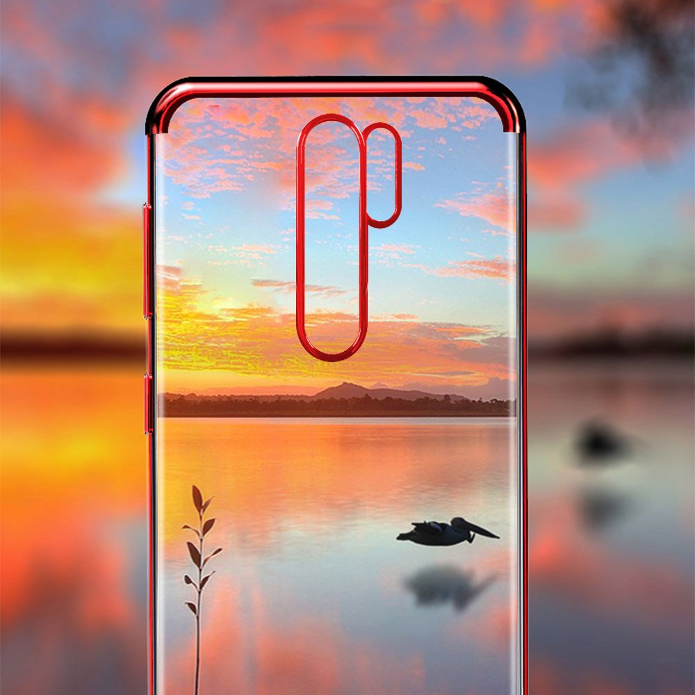 Transparente estojo de gel TPU capa de estrutura de galvanoplastia para Xiaomi Redmi Note 8 Pro preto