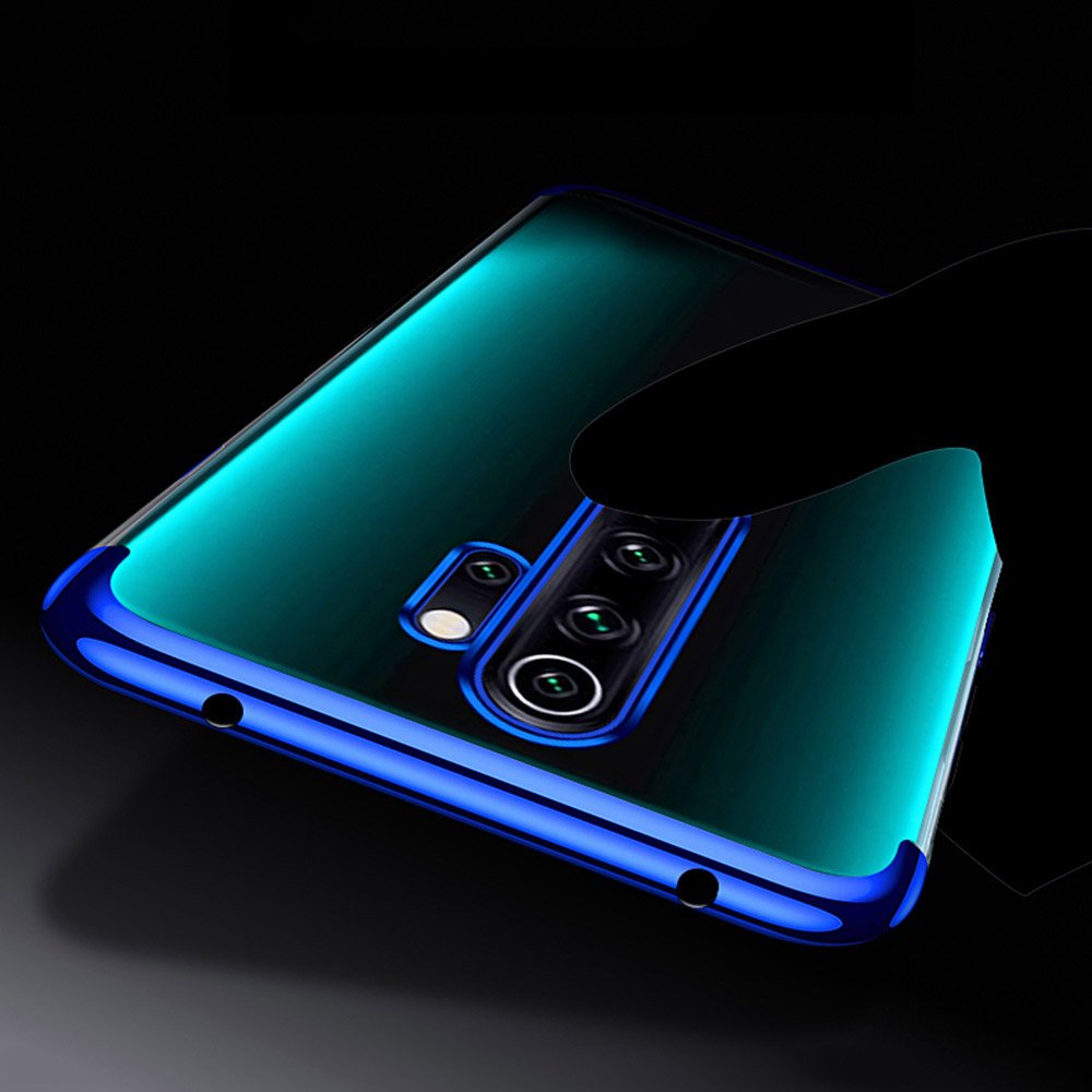 Transparente estojo de gel TPU capa de estrutura de galvanoplastia para Xiaomi Redmi Note 8 Pro preto