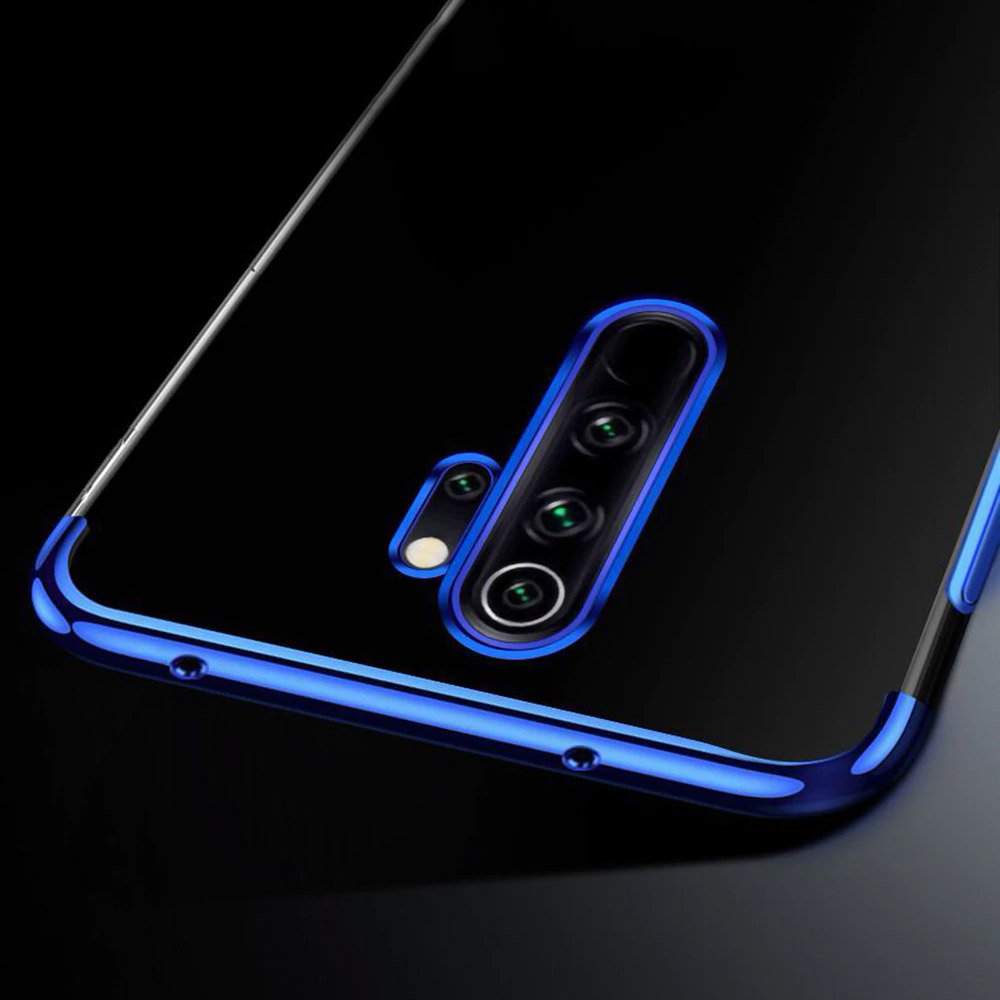 Transparente estojo de gel TPU capa de estrutura de galvanoplastia para Xiaomi Redmi Note 8 Pro preto