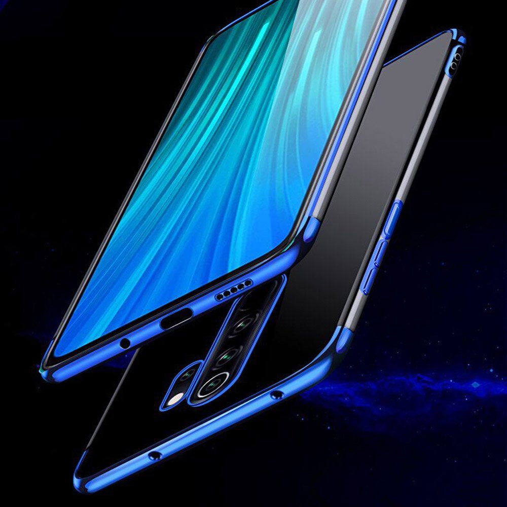 Transparente estojo de gel TPU moldura de galvanoplastia para Xiaomi Redmi Note 8 Pro azul