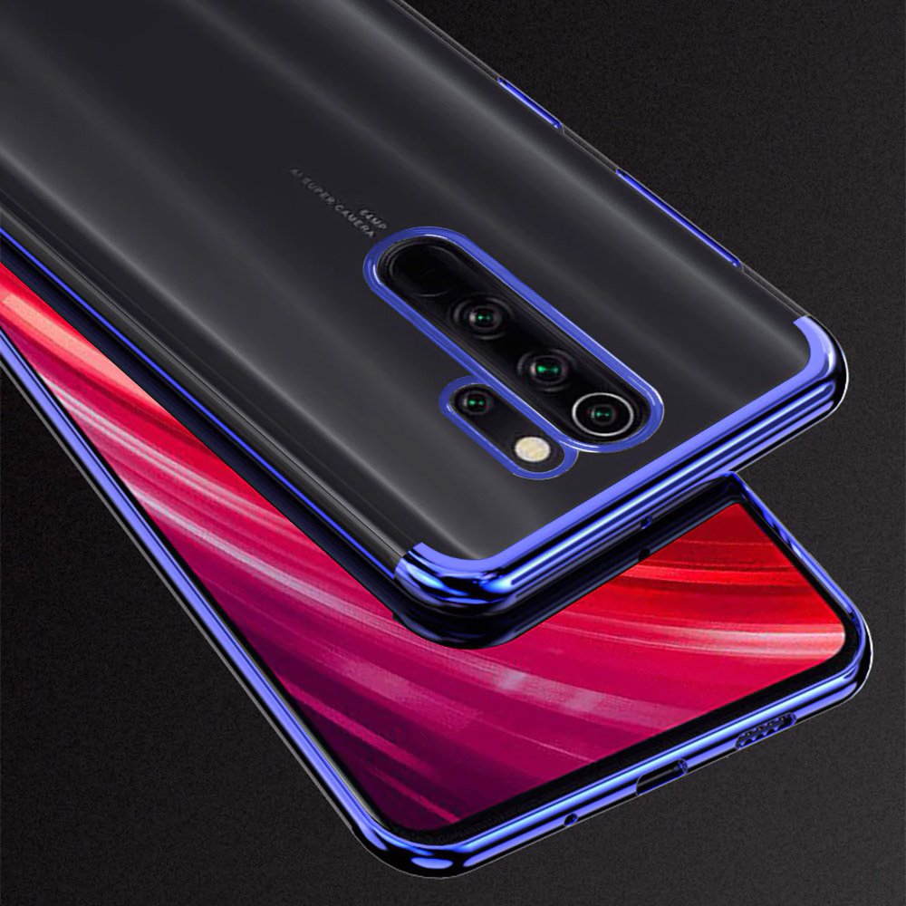 Transparente estojo de gel TPU moldura de galvanoplastia para Xiaomi Redmi Note 8 Pro azul