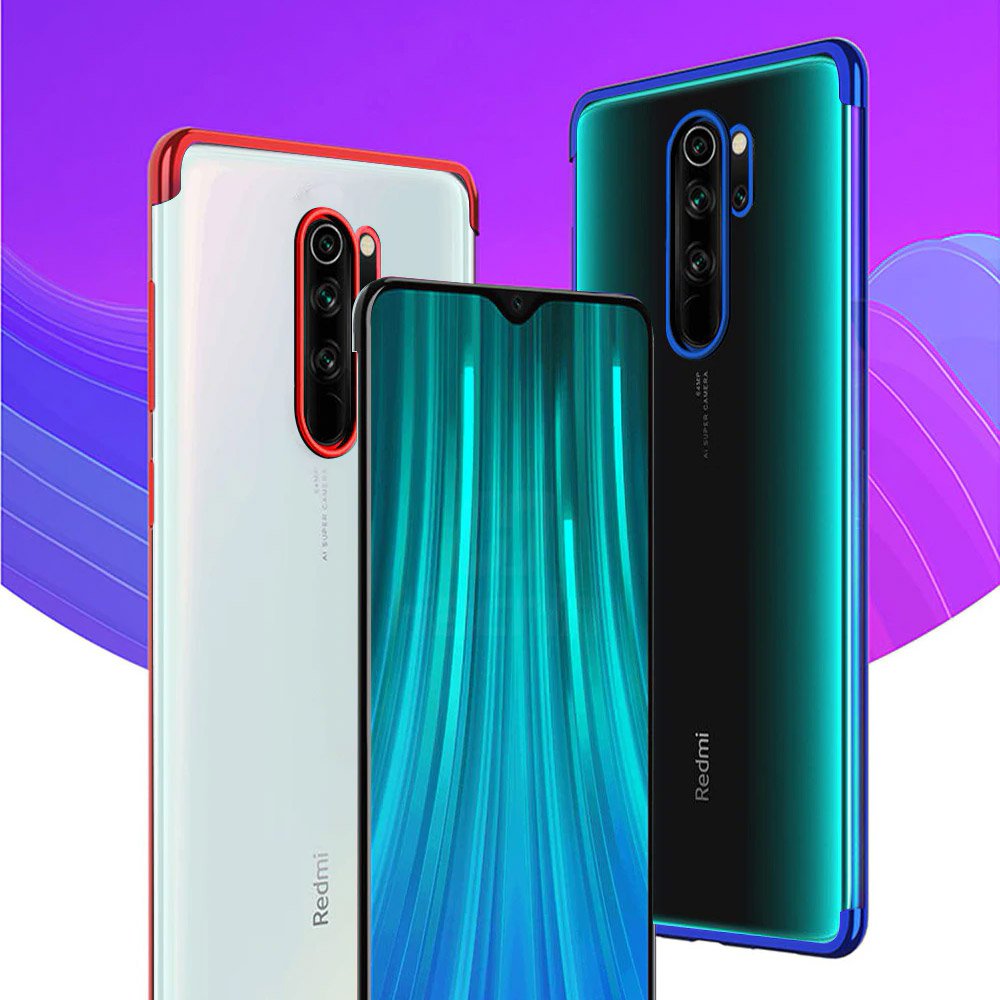 Transparente estojo de gel TPU moldura de galvanoplastia para Xiaomi Redmi Note 8 Pro azul