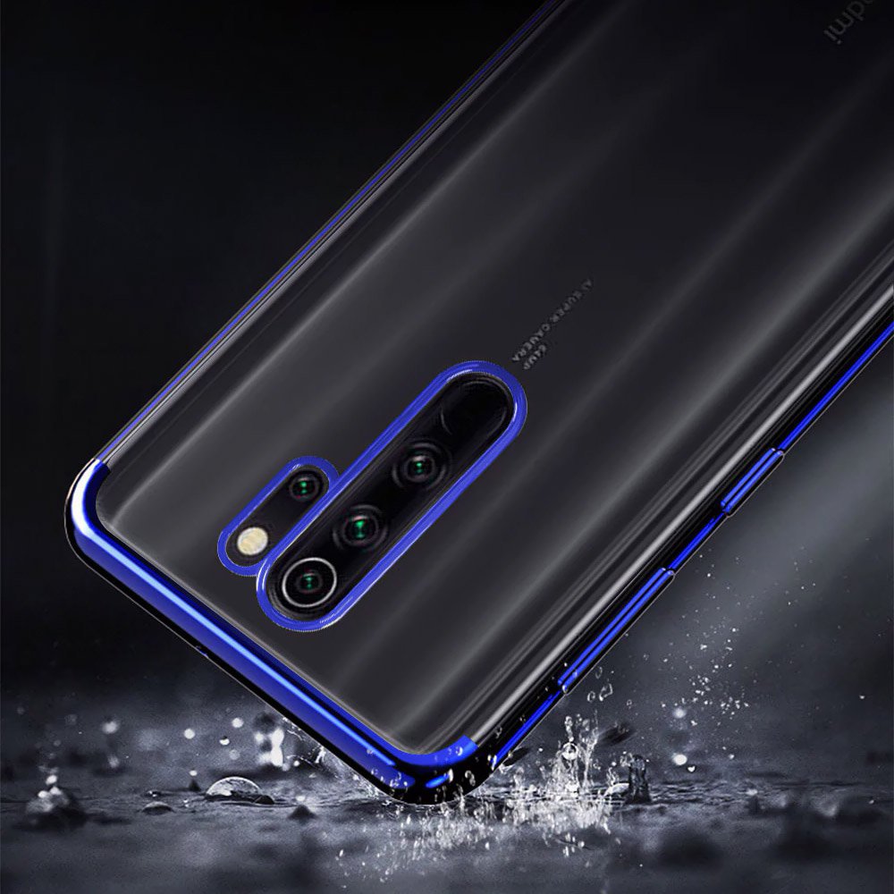 Transparente estojo de gel TPU moldura de galvanoplastia para Xiaomi Redmi Note 8 Pro azul