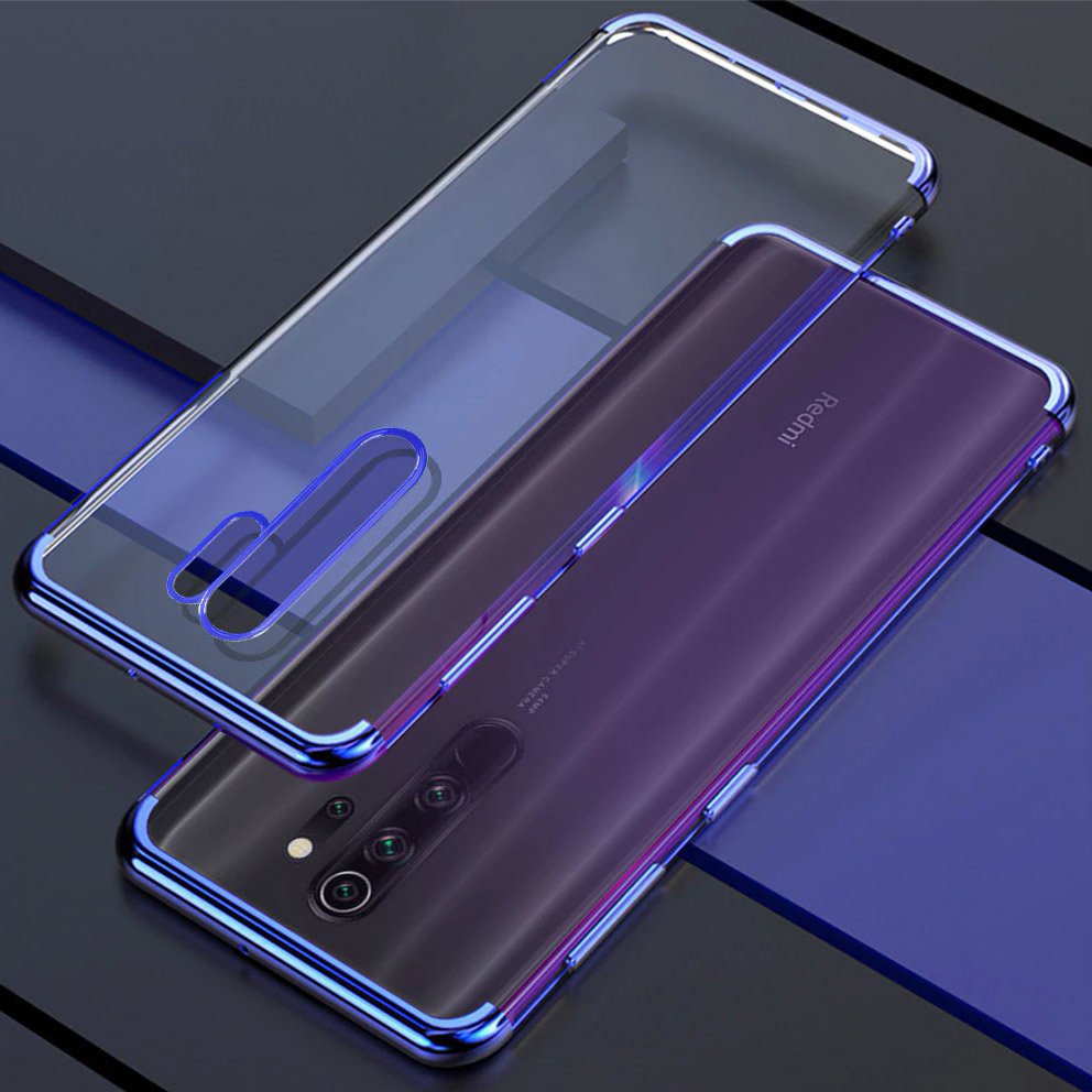 Transparente estojo de gel TPU moldura de galvanoplastia para Xiaomi Redmi Note 8 Pro azul