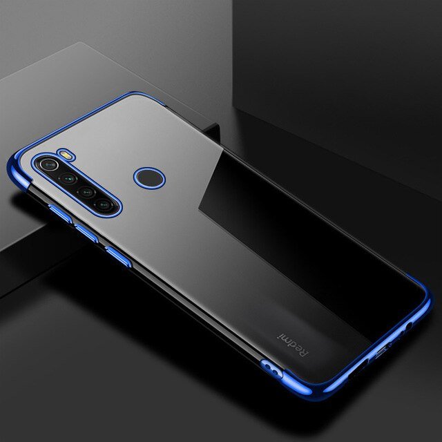 Transparente estojo de gel TPU moldura de galvanoplastia para Xiaomi Redmi Note 8T azul