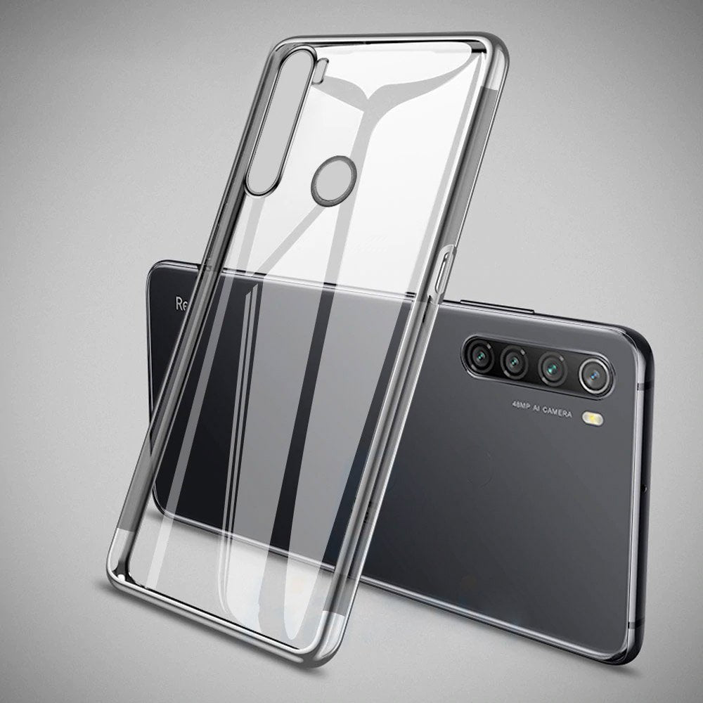 Transparente estojo de gel TPU moldura de galvanoplastia para Xiaomi Redmi Note 8T azul