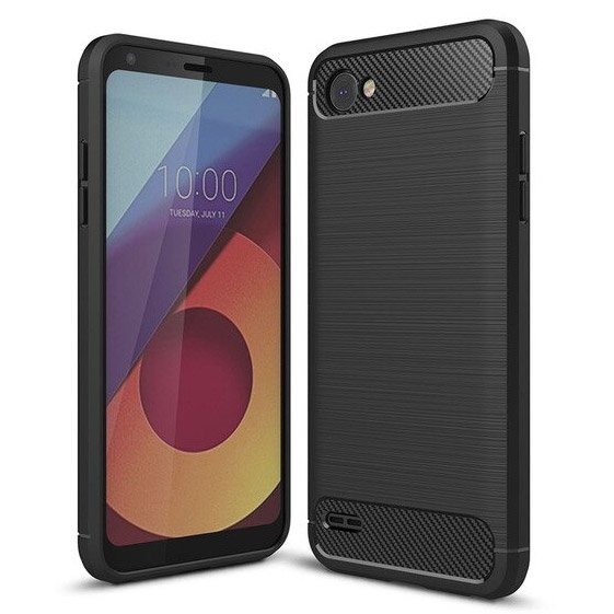 Capa carbono Capa flexível TPU para LG Q6 preta