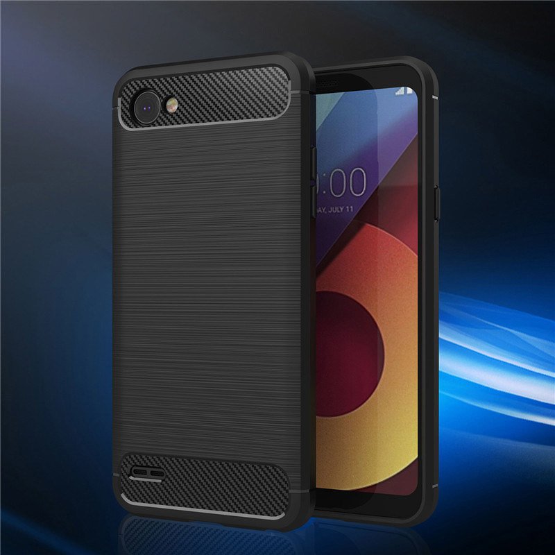 Capa carbono Capa flexível TPU para LG Q6 preta