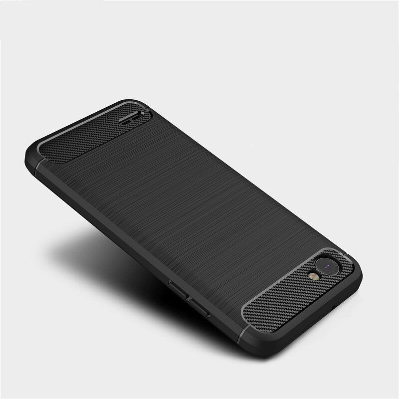 Capa carbono Capa flexível TPU para LG Q6 preta