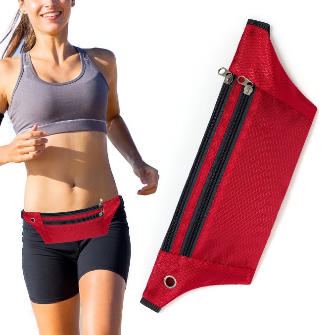 Ultimate Running Belt com saída para fone de ouvido vermelho