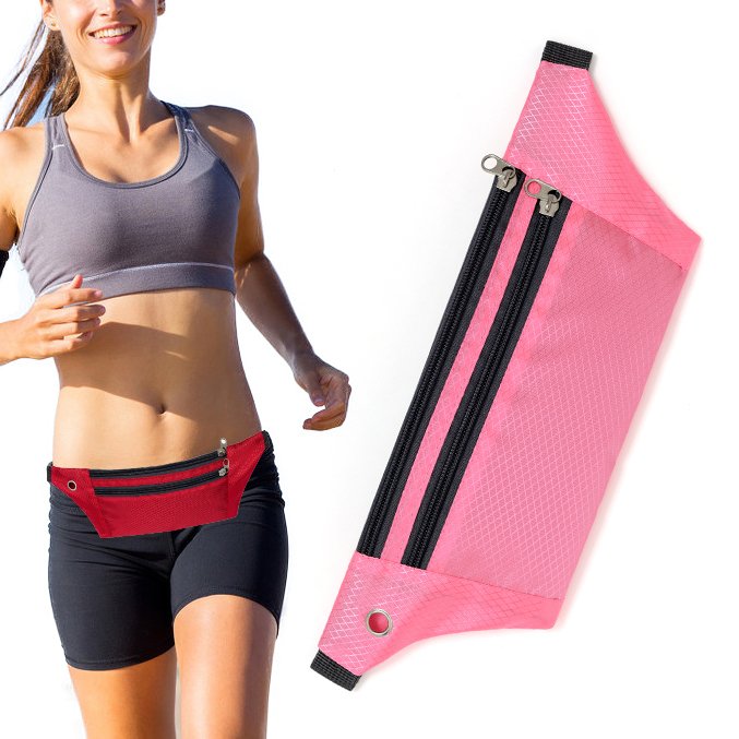 Ultimate Running Belt com saída para fone de ouvido rosa