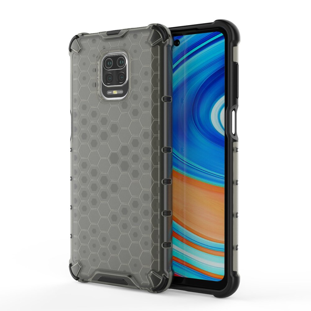 Capa de armadura em caixa de favo de mel com pára-choque de TPU para Xiaomi Redmi Note 9 Pro  -  Redmi Note 9S preto