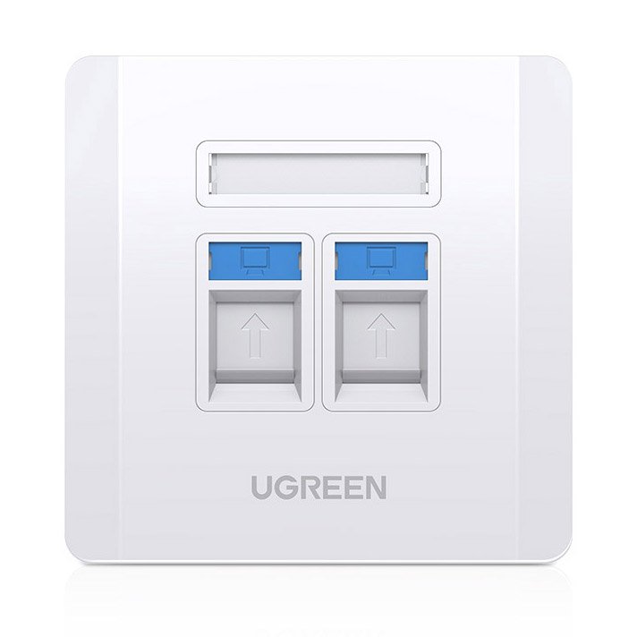 Tomada dupla Ugreen para Internet LAN telefone RJ45  -  RJ11 branco (80182 NW144)