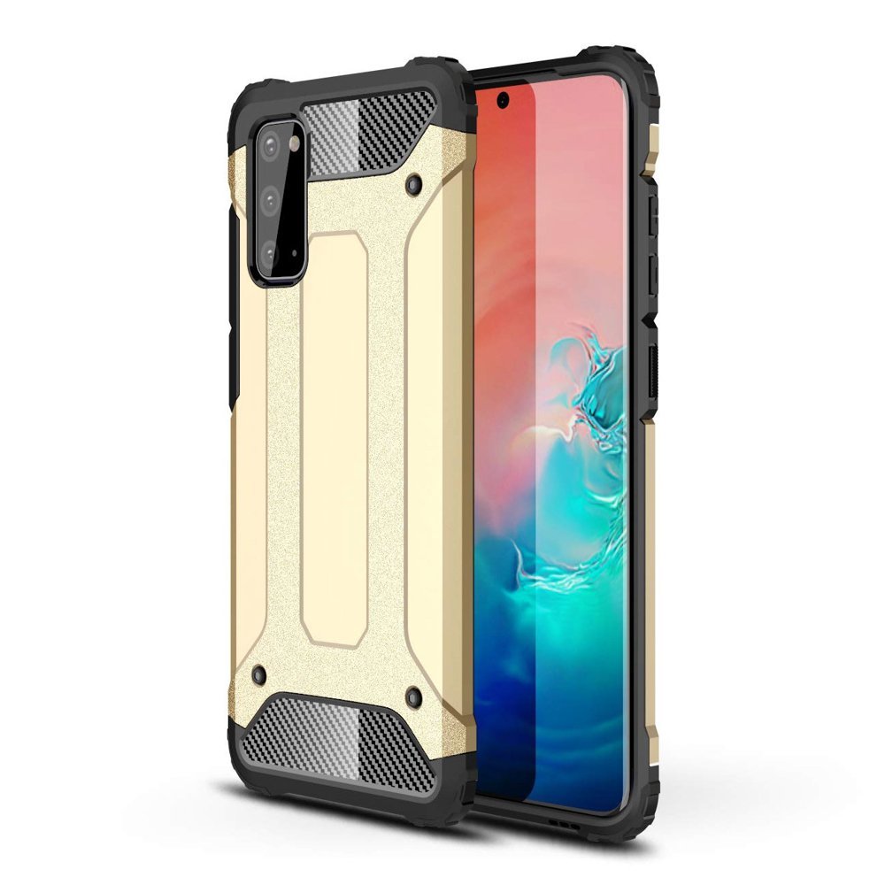 Capa Hybrid Armor Capa resistente e resistente para Samsung Galaxy A41 dourado