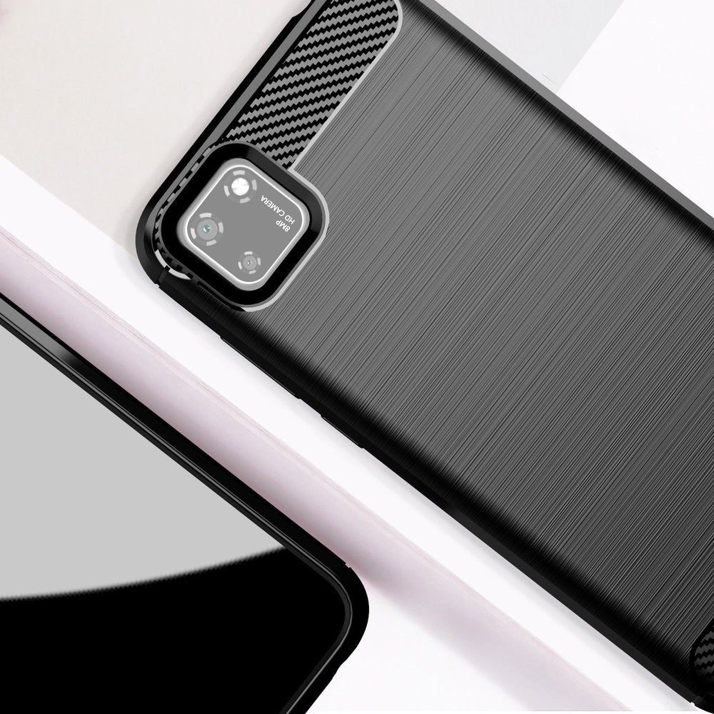 Capa carbono Capa flexível de TPU para Huawei Y5p preta