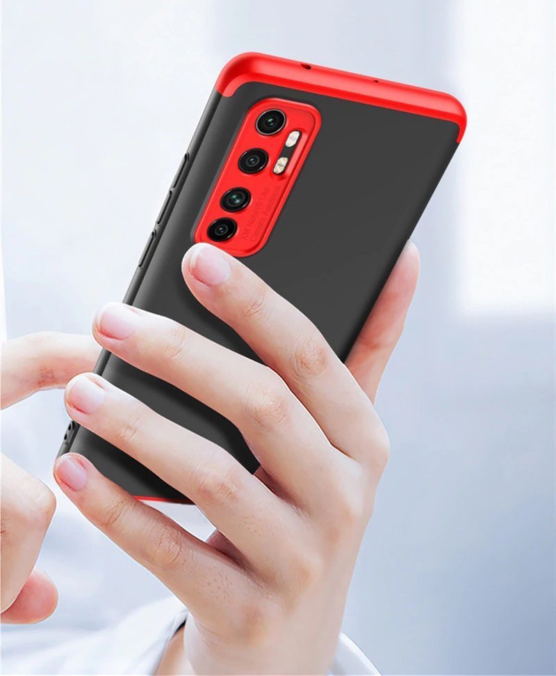 Capa de proteção frontal e traseira GKK 360 Capa de corpo inteiro Xiaomi Mi Note 10 Lite preto