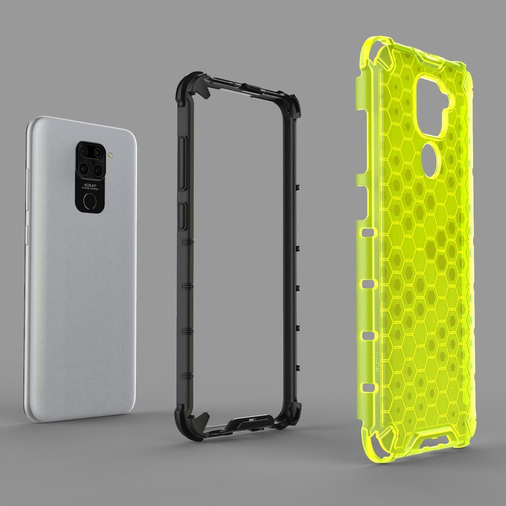 Capa de armadura de caixa de favo de mel com pára-choque de TPU para Xiaomi Redmi 10X 4G  -  Xiaomi Redmi Note 9 transparente