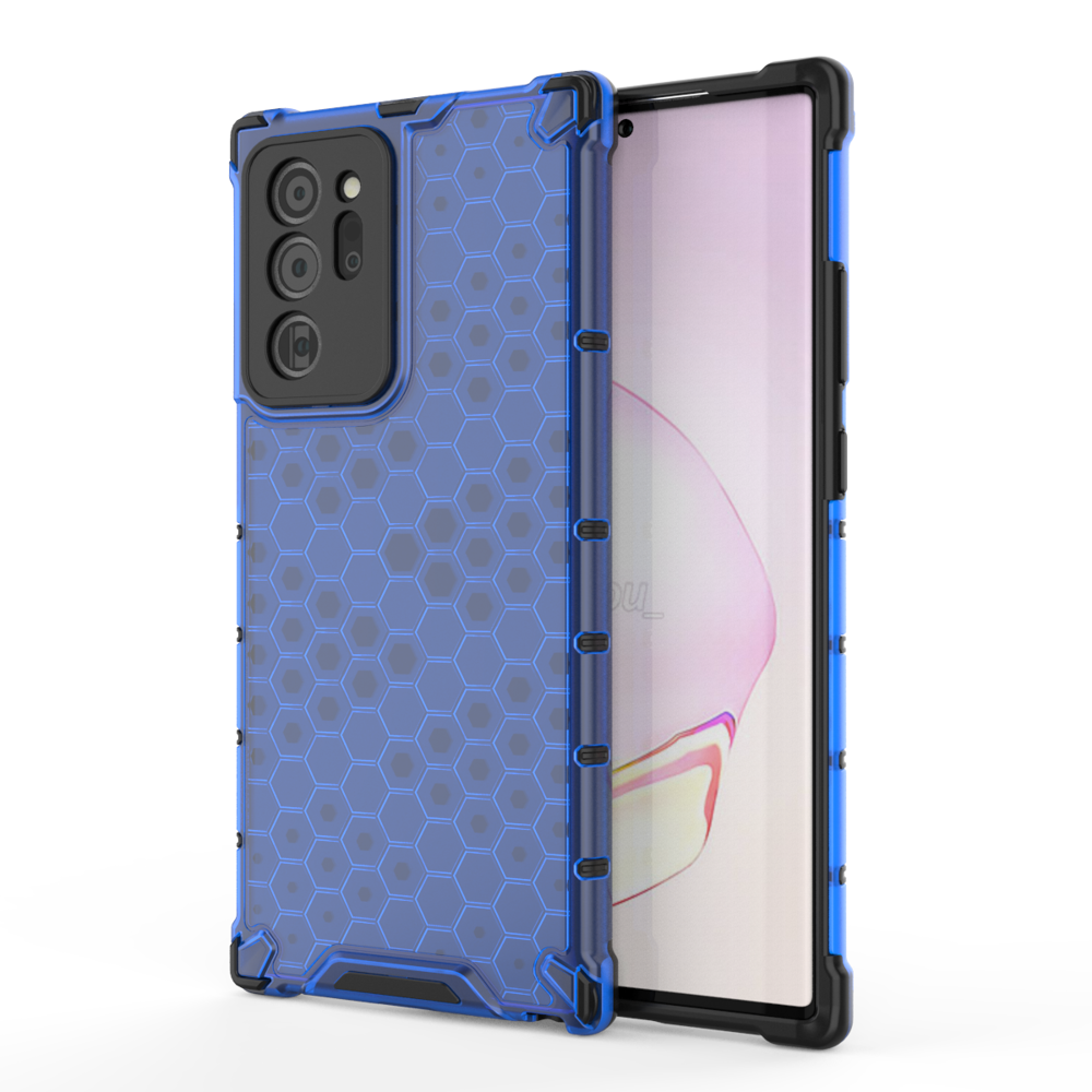 Capa de armadura de favo de mel com proteção de TPU para Samsung Galaxy Note 20 Ultra azul