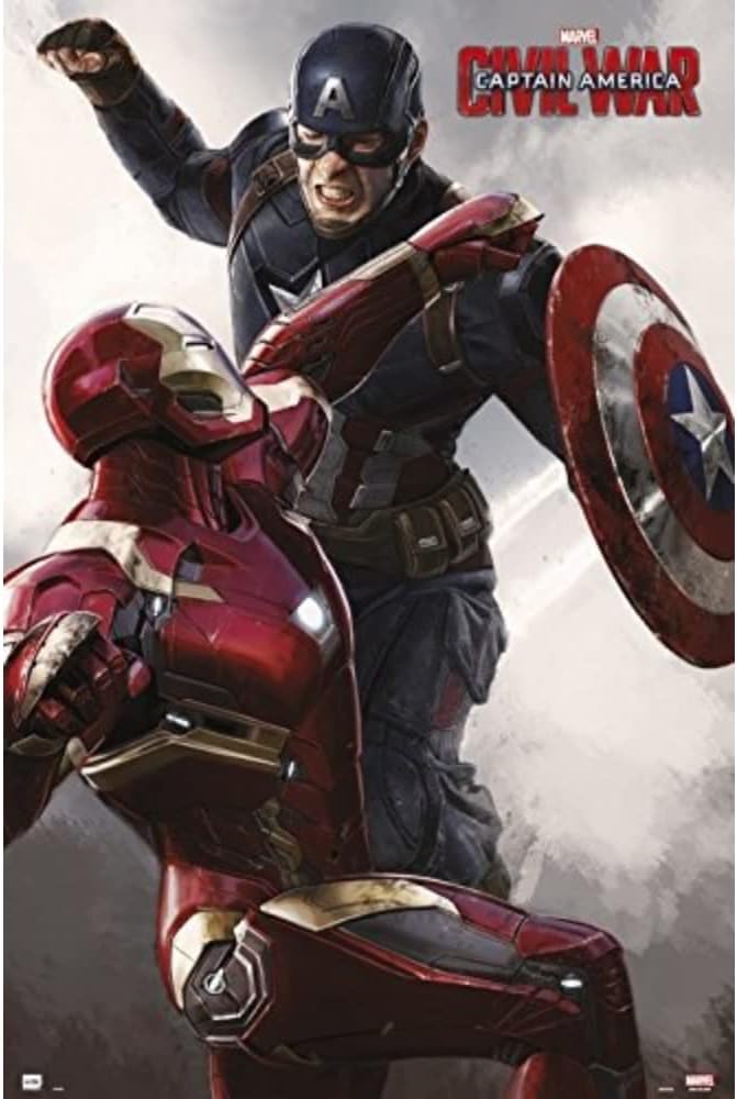 Poster Marvel Capitão América Civil War VS Iron Man