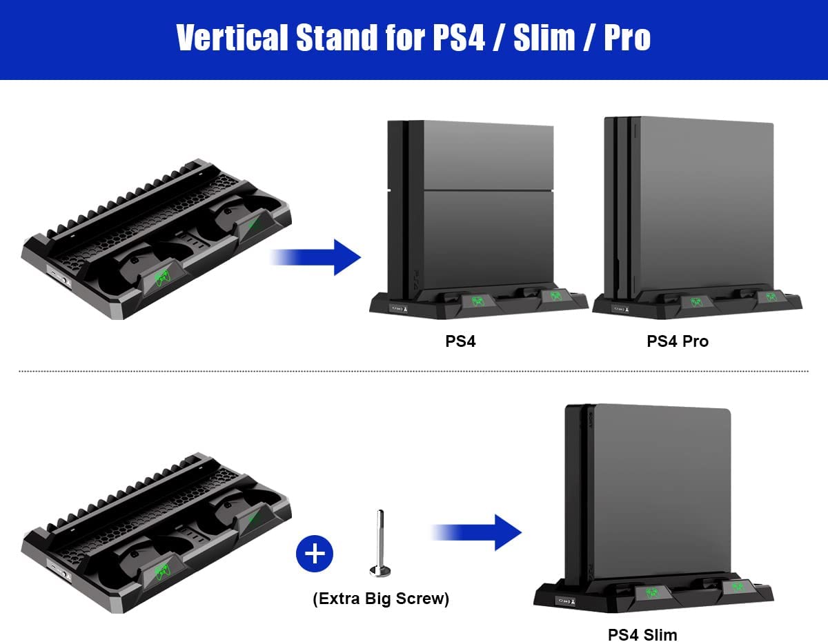 Base para Ps4 Suporta 2 comandos + Consola + 16 Jogos