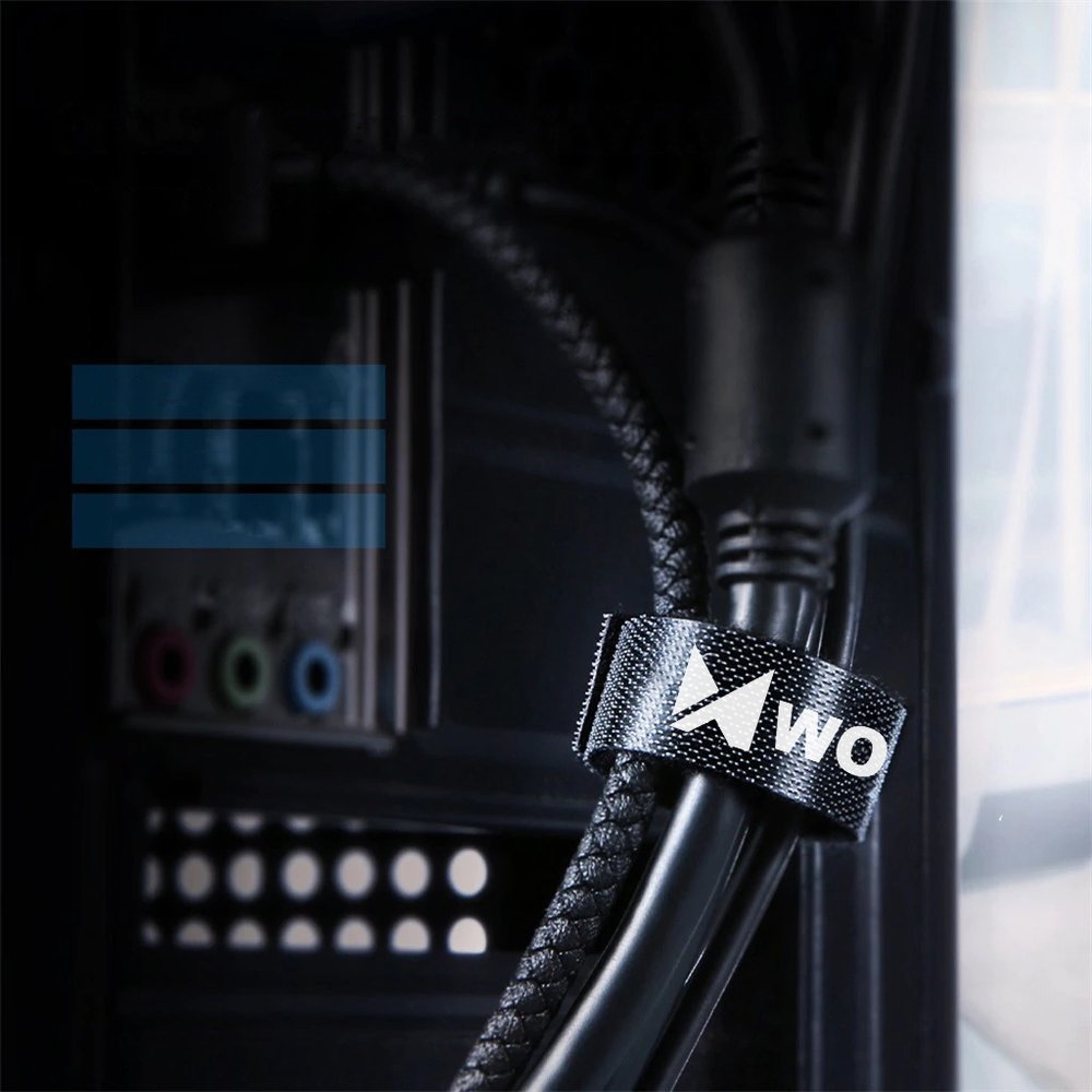 Organizador de cabos com alças Wozinsky 5 m Hook and Loop preto (WVO5MBK)