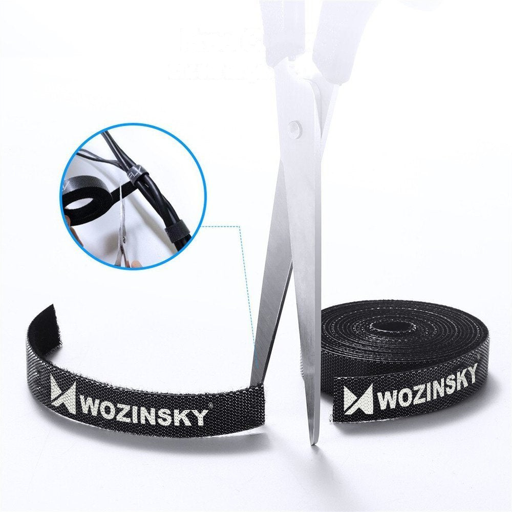 Organizador de cabos com alças Wozinsky 5 m Hook and Loop preto (WVO5MBK)