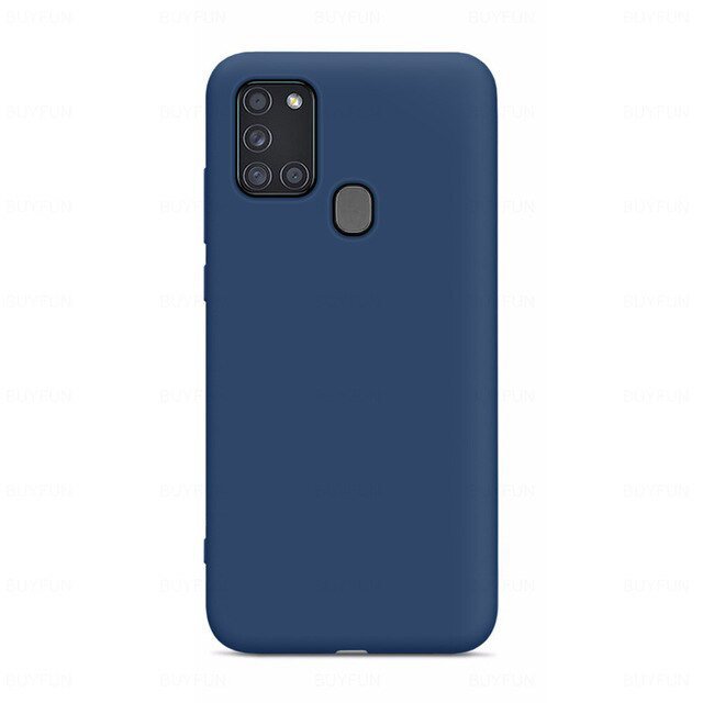 Capa de silicone com capa de borracha flexível macia para Samsung Galaxy A21S azul