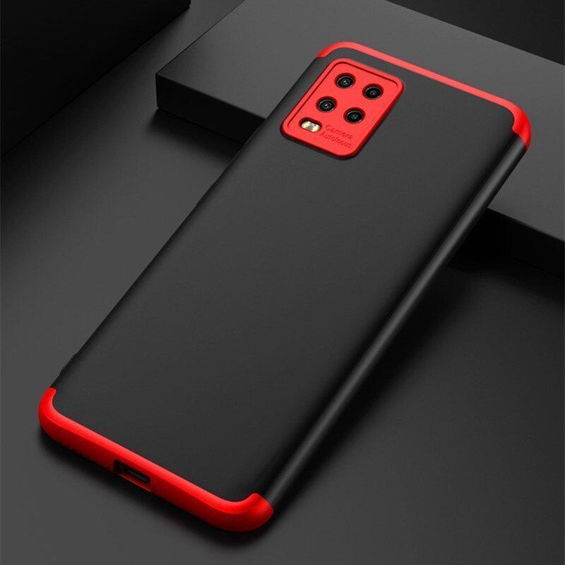 GKK 360 Capa de proteção frontal e traseira capa completa Xiaomi Mi 10 Lite preto-vermelho